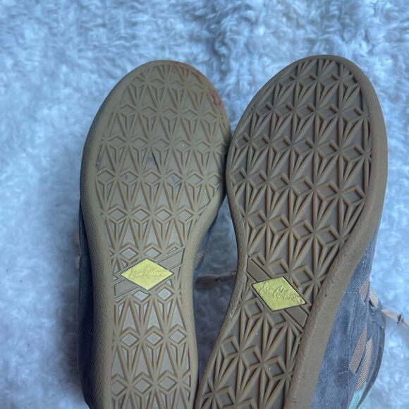 Sam Edelman leather suede gray & mint green &fabric tan lace up wedge bo… - Picture 12 of 14